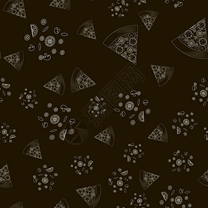 Pizza 切片抽象矢量大纲无缝模式图片