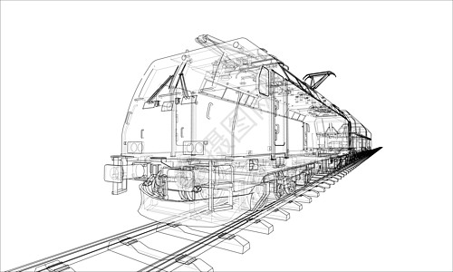 现代火车概念 韦克托素描3d速度草图海报商业技术旅行引擎矢量图片