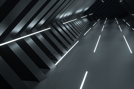 3d 渲染深色创意多边形元素框架建筑蓝色长方形3d插图技术隧道力量走廊背景