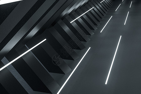 3d 渲染深色创意多边形元素走廊危险建筑学辉光蓝色阴影力量框架魔法建筑图片