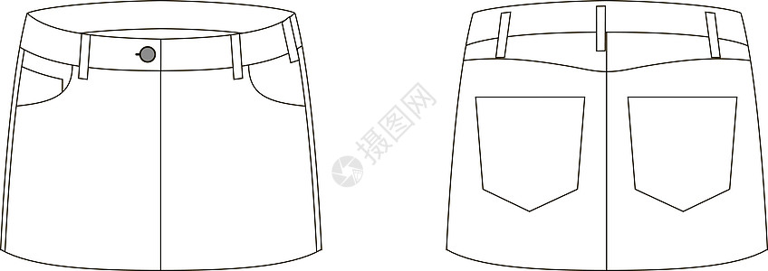 矢量图形中的裙子时装技术草图图片