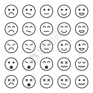 微笑图标白色背景中孤立的时髦平板风格的简单情感图标设计图片