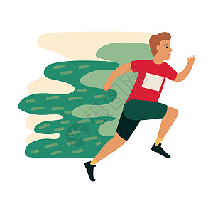 赛跑运动员在运动中 有趣的人正在跑男人插图训练身体绘画冠军优胜者短跑海报健康图片