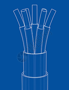 七线电缆 线框 韦克托3d数据接线导体白色建造技术电工管子插图图片