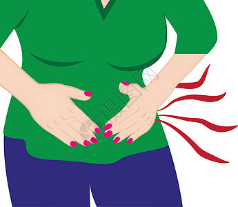 一个有腹部疼痛矢量图案的女孩腹泻疾病失眠经期胃炎成人便秘女士痛苦药品图片