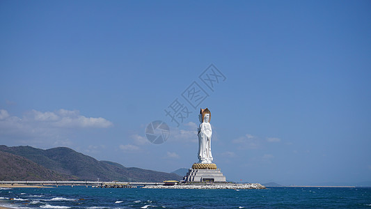 南山的Guanyin 光井的Badhisattva的白色雕像旅游精神码头建筑学天空场景艺术文化寺庙上帝图片