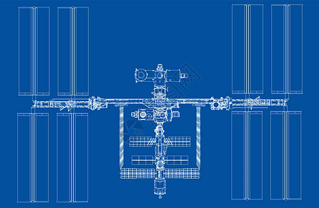 抽象宇宙飞船大纲 韦克托插图火箭科幻货物技术飞行器蓝图车站轨道草图图片