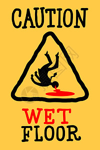 小心湿飞路注意力标签插图警告按钮地面预防木板警报滑行图片