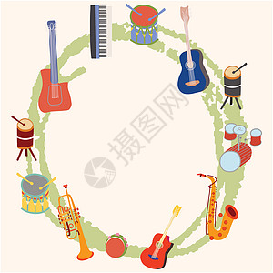 乐器边框吉他笔记绘画音乐家文化边界键盘风格音乐节日图片