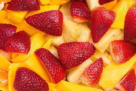 简单水果沙拉绿色宏观菠萝橘子柑桔黄色香味图片