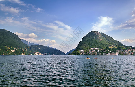 瑞士卢加诺湖旅行树木天空房屋假期爬坡风景旅游绿色图片