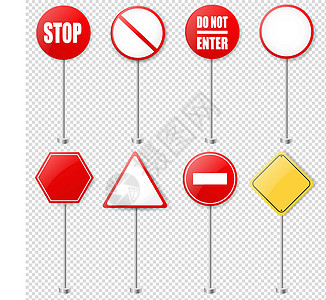 停车标志和交通标志收集透明背景图片