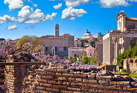罗马风景泉光观的罗马历史论坛城市正方形废墟斗兽场石头建筑学首都假期旅游建筑图片