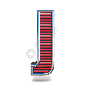 金属红线字体字母 J 3D图片