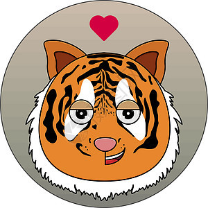 快乐的老虎图标与爱情的情绪 动物图标图片