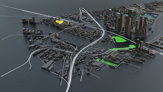 3D 未来派城市建筑小说天空办公楼金融公寓渲染外星人街道商业全景图片