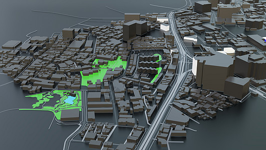 3D 未来派城市建筑商业摩天大楼全景外星人技术公寓渲染圆顶办公楼景观图片