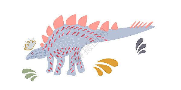 恐龙图示侏罗纪收藏棘龙怪物剑龙孩子们婴儿白色荒野纺织品图片