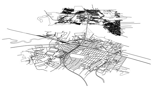 概述城市概念 线框样式建筑学摩天大楼草图鸟瞰图白色城市艺术天际市中心插图图片