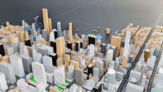 3D 未来派城市建筑天际公寓高楼小说技术渲染建筑学摩天大楼景观圆顶图片