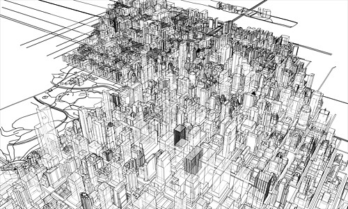 概述城市概念 线框样式草图建筑学房子建筑白色场景摩天大楼艺术城市景观图片