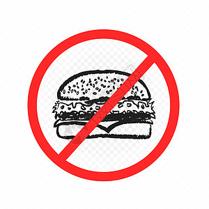 禁止快食速食汉堡禁标志图片