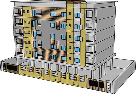 白背黄色住宅楼图片