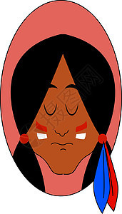 白色背景上的印度女士头发微笑身体裙子红色孩子女孩绘画文化图片