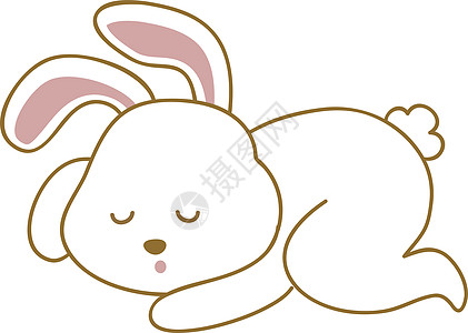 白色背景上的睡兔插画矢量草图手绘快乐涂鸦宠物动物插图野兔绘画孩子图片