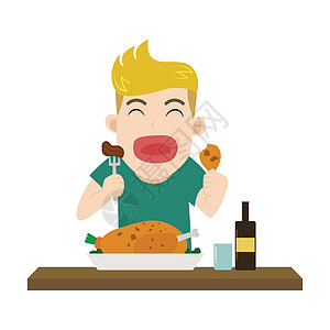 一个男孩的矢量插图喜欢在桌上吃美味的饭字符卡通午餐玻璃孩子青少年盘子快乐男人男生食物沥青图片