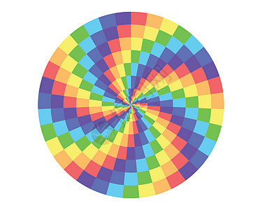 白色背景上孤立设计的圆形元素中的彩虹正方形图片