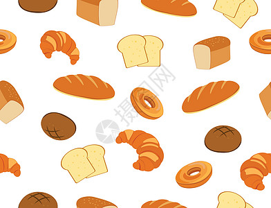 白色背景的新鲜面包店无缝结构  矢量插图图片
