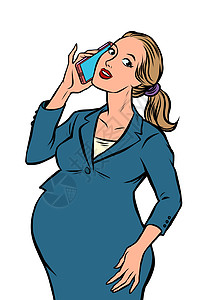 怀孕的女商务人士在打电话图片