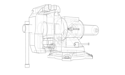 轮廓虎钳向量 线框样式金工草图建造维修技术绘画机械插图乐器工具图片