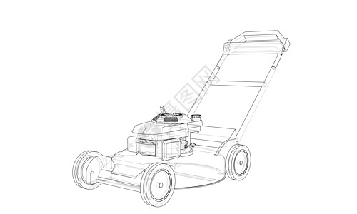 概述割草机向量 线框样式花园培育乐器发动机园艺机器刀具地毯墨水绿化图片