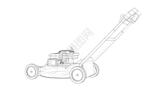 概述割草机向量 线框样式引擎刀具旋转维修绿化草图刀刃花园搬运工培育图片