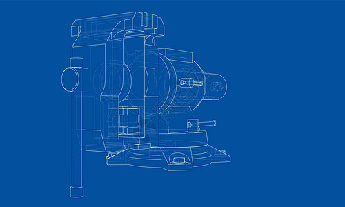 轮廓虎钳向量 线框样式金工工具墨水工业插图工作乐器草图维修建造图片
