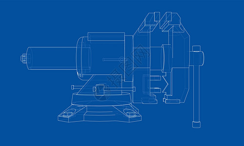 轮廓虎钳向量 线框样式墨水工业绘画金工维修服务建造草图技术插图图片