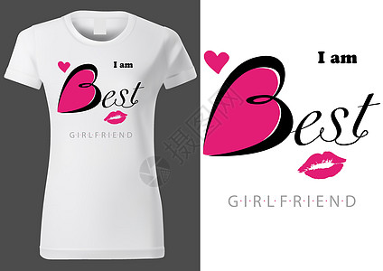 与Slogan最佳女友一起设计妇女T恤衫图片