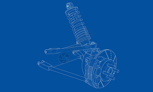 带减震器的汽车悬架 韦克托机械吸收器插图车轮草图绘画圆圈车辆服务力学背景图片