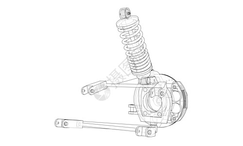 带减震器的汽车悬架 韦克托技术吸收器车辆机械螺旋震惊轮子橡皮力学圆圈图片