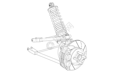 带减震器的汽车悬架 韦克托轮子吸收器橡皮金属机器插图维修绘画技术圆柱图片