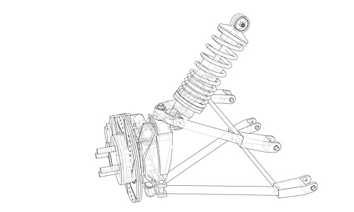 带减震器的汽车悬架 韦克托轮子力学机器圆圈运输轮胎震惊技术机械吸收器图片