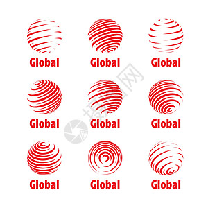 矢量标志 glob互联网红色圆形身份地球行星世界圆圈插图白色图片