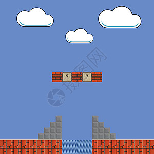 旧游戏背景 带有红色砖块的经典回声街机设计 视频- Game 界面设计元素图片