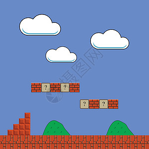 Red Brick的经典Retro街机设计像素视频游戏风景 视频Game界面设计元素图片