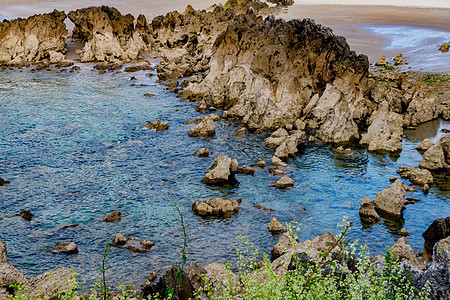 西班牙阿斯图里亚斯州Llanes 托罗海滩海景旅行观光旅游海岸放松地标村庄悬崖假期图片