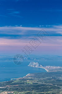 来自塞拉贝尔梅贾的直布罗陀海峡海岸线海景岩石城市悬崖天际地标旅行海岸山脉图片