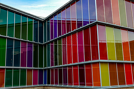 MUSAC卡斯蒂利亚利奥当代艺术博物馆白色黄色蓝色线条绿色建筑学文化音乐紫色玻璃图片