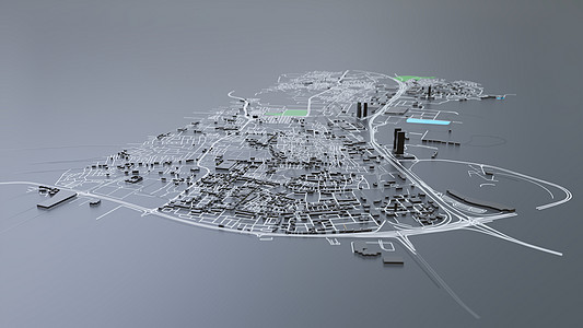 3D 未来派城市建筑办公楼天空商业圆顶小说建筑学全景渲染摩天大楼街道图片